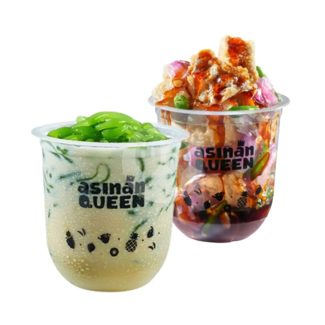 Cendol & Tahu Gejrot — Paket manis dan gurih: satu Cendol Queen, satu Tahu Gejrot.