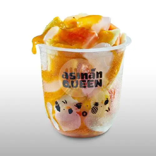 Rujak Kweni — Mangga kweni serut segar dengan bumbu kacang khas Queen. Manis, pedas, nagih.